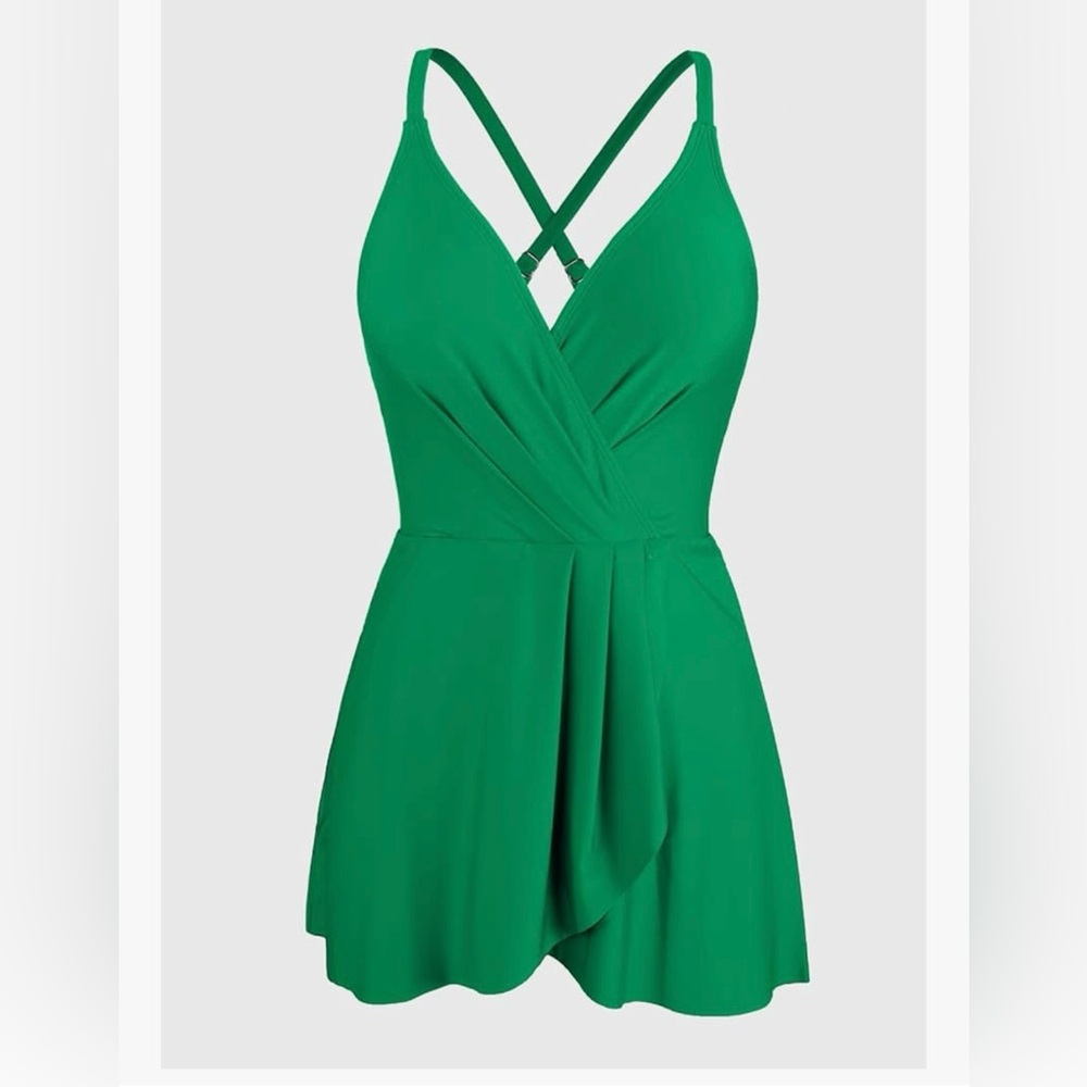CUPSHE One Piece Swimsuit for Women Tummy Control Swim Dress Crisscross A28 - Picture 4 of 8